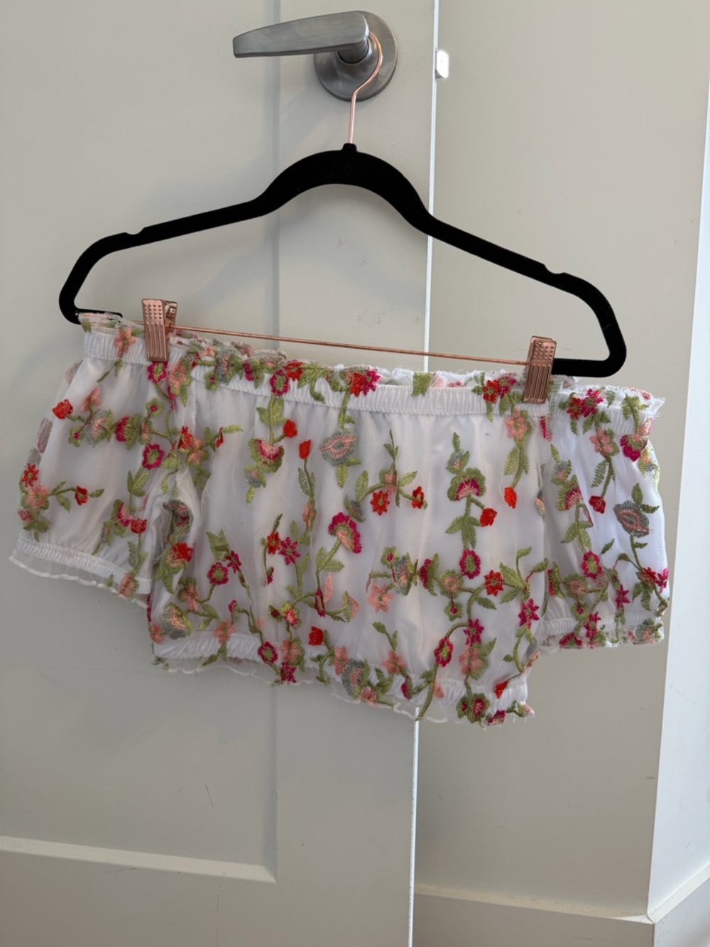 Off The Shoulder White Top with Floral Lace Trim